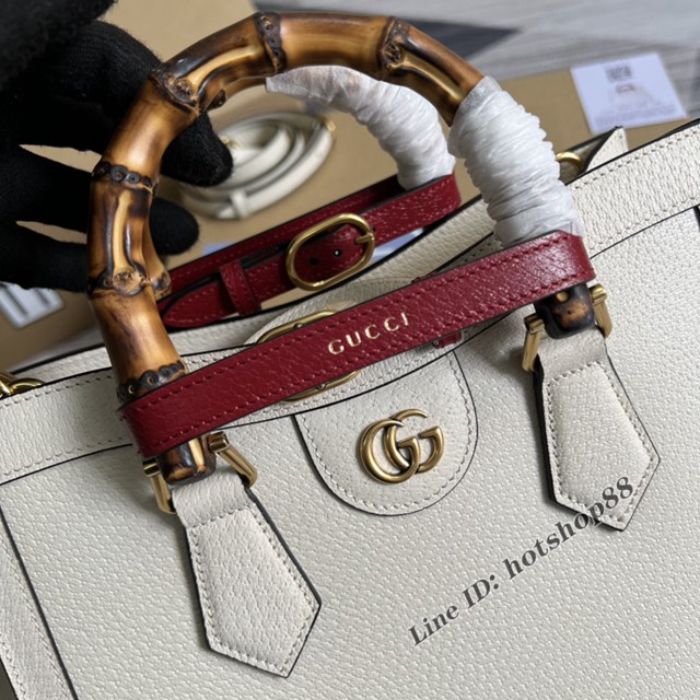 Gucci官網2022新款兩根霓虹色扣帶女包 古馳原廠皮竹節中號手提托特包702721 gqy4682